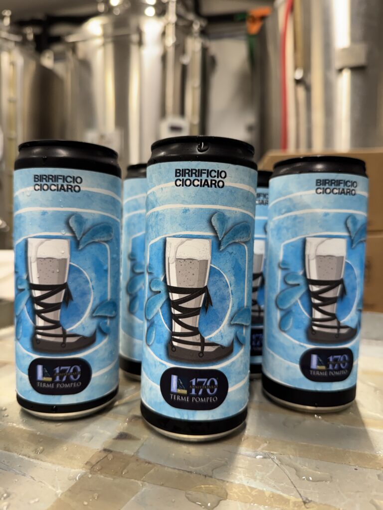 Lattine di birra artigianale personalizzate per il 170 anniversario di Terme Pompeo